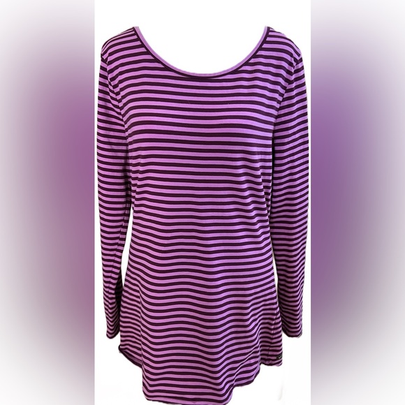 MATILDA JANE Round Of Applause Purple Striped Long Sleeve Tunic T-Shirt  Large - Picture 2 of 7